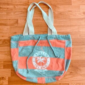 Beachcomber Striped Beach Tote Catalina Island California Gray Coral Beachbag